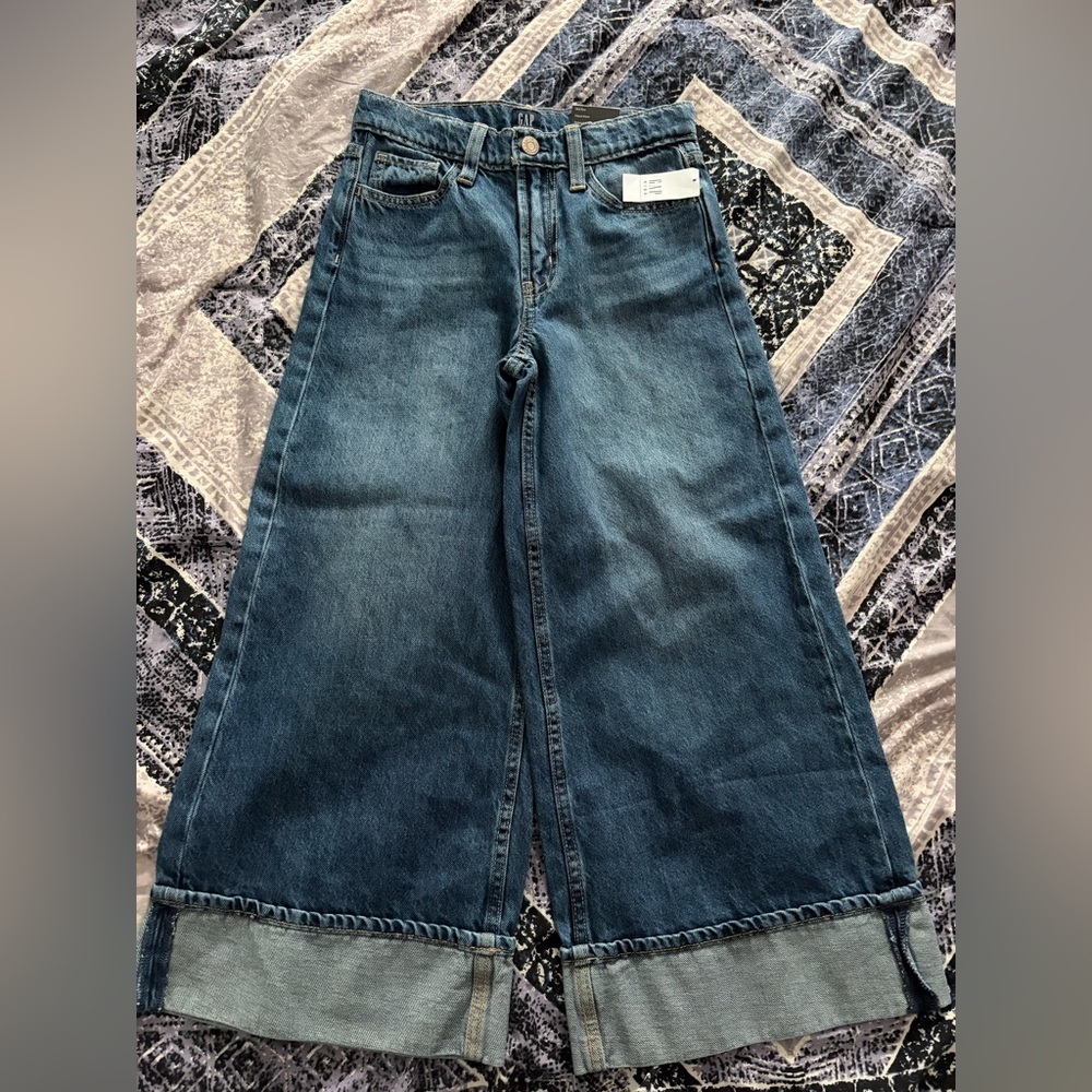 Gap Girls Boho Oversized Wide Leg Mid Rise Adjustable Waist Jeans Size 8 NWT - Picture 9 of 12